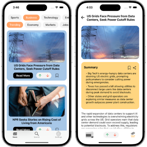 Scalar News app interface